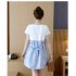 Simple Short Sleeve Stripes Printing Matching Dress for Pregnant Woman Photo Color M