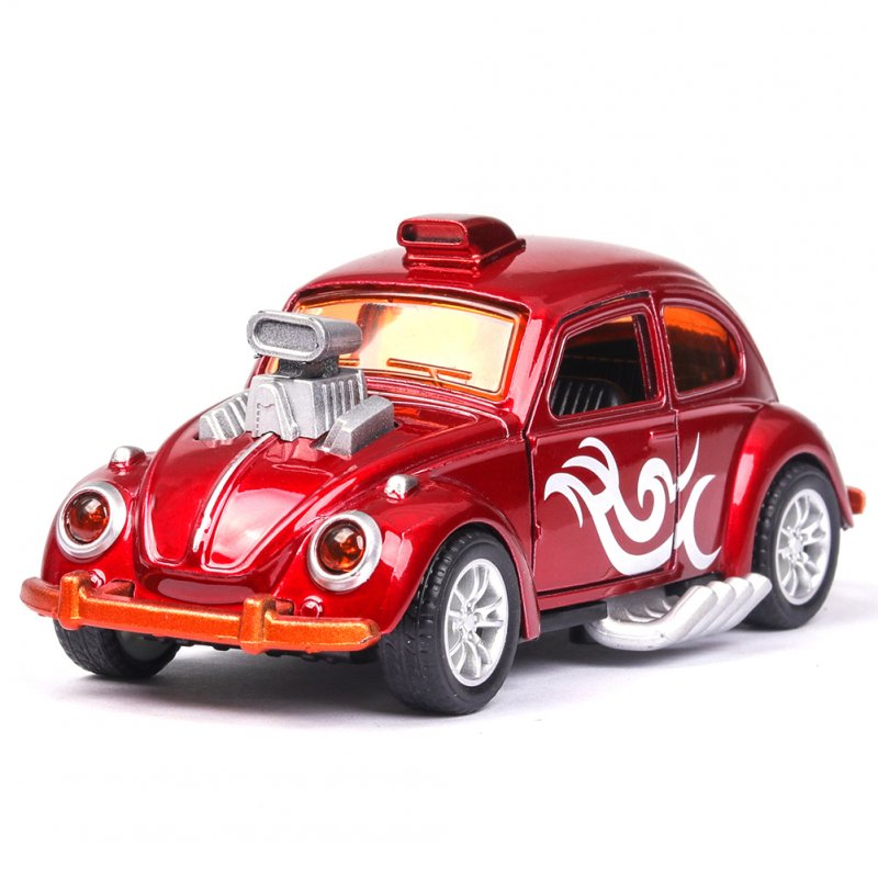 Simulate 1:36 Retro Beetle Car Model Upgrade Alloy Baking Decoration red