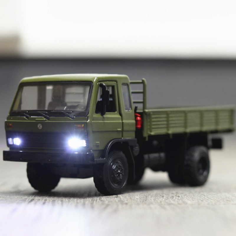 Simulate Alloy Truck Model Door Opening Sound Light Inertia Toy for Kids green