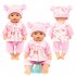 Simulate Cartoon Animal Design Clothes Plush Pajamas for 18 Inches Doll Accessories Gift pink bear