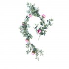 Simulate Eucalyptus Leaves Rattan with Rose for Wedding Background Wall Decor