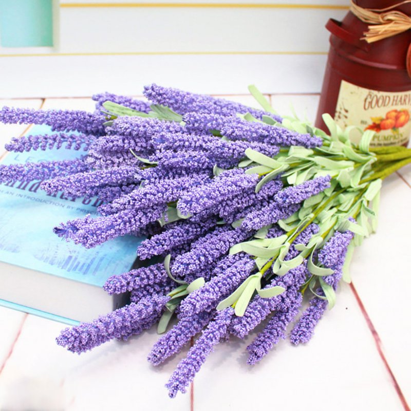Simulate Lavender Bouquet Artificial Flower Home Wedding Decoration (12 Flower Head per Bouquet) light Purple