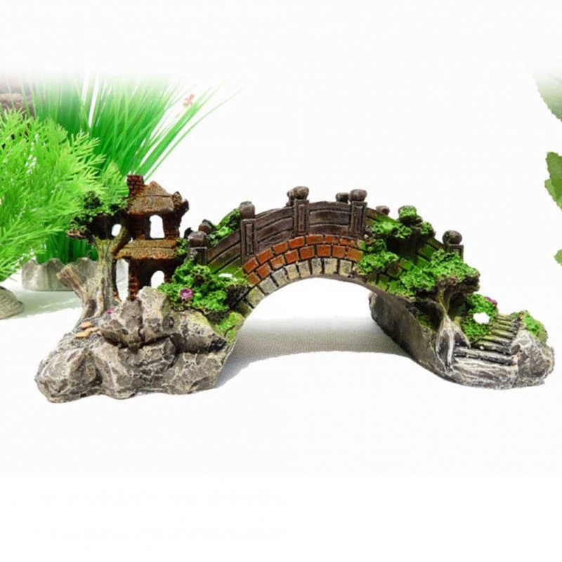 Simulate Resin Bridge Landscape Ornament for Aquarium Fish Tank Decoration small