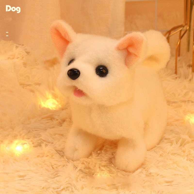 Simulation Plush  Dog Electronic Interactive Pet Puppy + Traction Rope Walking Barking Tail Wagging Companion Toys For Kids Snow Fox