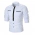 Single breasted Leisure Shirt Slim Top Cardigan with Two Pockets for Man white L