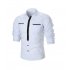 Single breasted Leisure Shirt Slim Top Cardigan with Two Pockets for Man white L