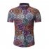Single breasted Shirt of Short Sleeves and Turn down Collar Floral Printed Top for Man As shown  L