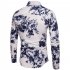 Single breasted Shirt of Long Sleeves and Turn down Collar Floral Printed Top for Man CS23 blue 2XL