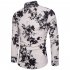 Single breasted Shirt of Long Sleeves and Turn down Collar Floral Printed Top for Man CS23 blue 2XL