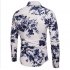 Single breasted Shirt of Long Sleeves and Turn down Collar Floral Printed Top for Man CS24 black M