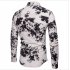 Single breasted Shirt of Long Sleeves and Turn down Collar Floral Printed Top for Man CS24 black 4XL