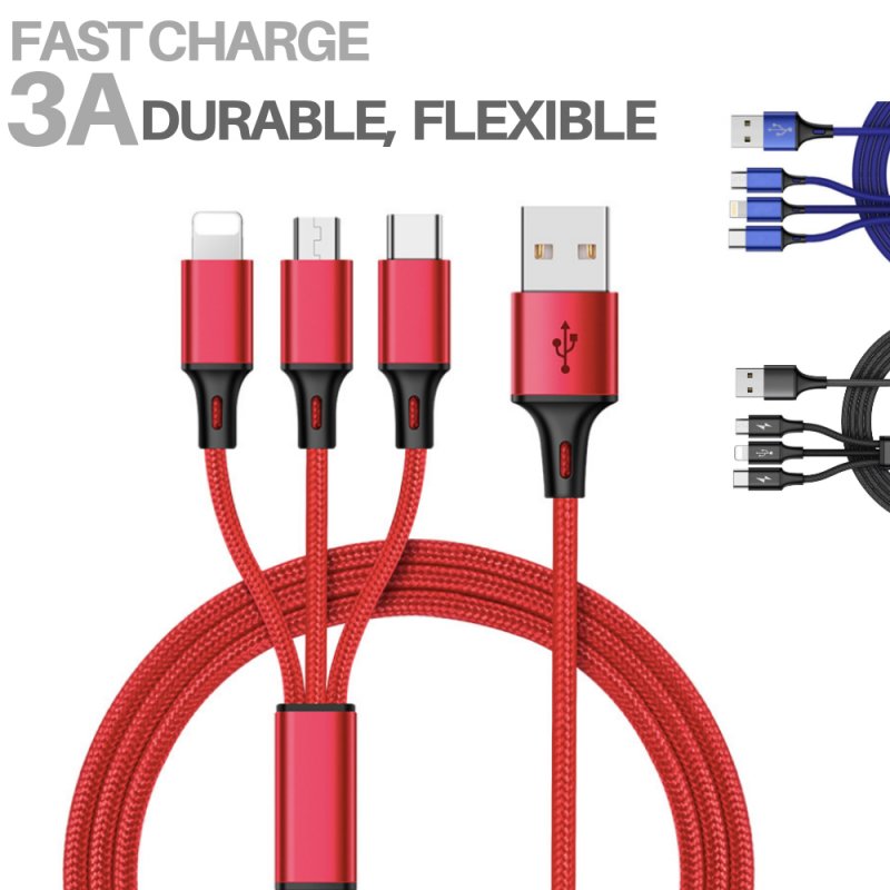 Fast USB Charging Cable Universal 3 in 1 Multi Function Cell Phone Cord Charger  