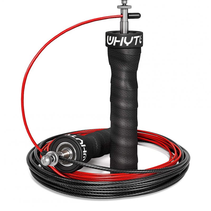 Skipping Rope with Racing Bearing Anti-slip Sweat Absorption Rope Black handle red line