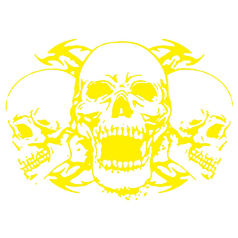 Skull Car Body Racing Side Door Long Stripe Stickers Auto Vinyl Decal yellow