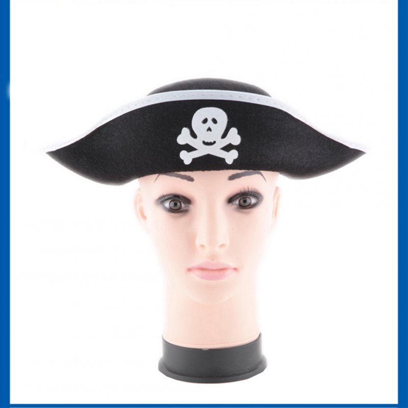 Skull Print Pirate Captain Hat, Christmas Halloween Masquerade Party, Flat type Pirate Hat Performing Props