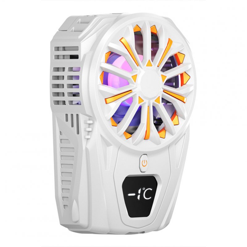 Sl02 Semiconductor Mobile Phone Radiator Digital Display Built-in Battery Cooling Fan Cooler For Game Live Broadcast White