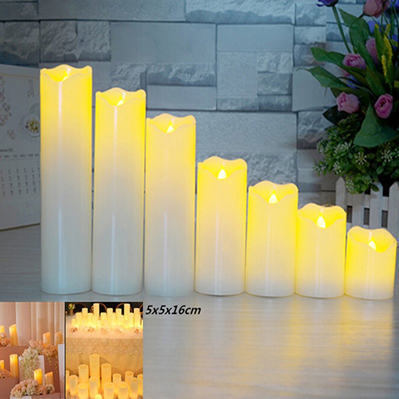 Slant Wave Top LED Electronic Simulate Candle Light Night Light Decoration Diameter 5* Height 16cm