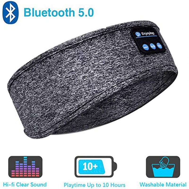 Sleep Eye Mask Headphones Wireless Bluetooth-compatible Music Sports Call Headset Breathable Yoga Headband gray