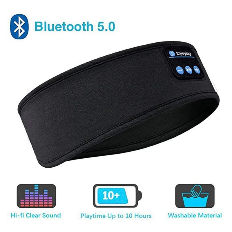 Sleep Headphones Bluetooth Headband-Wireless Sports Headband Headphones with Ultra-Soft Music Headband black