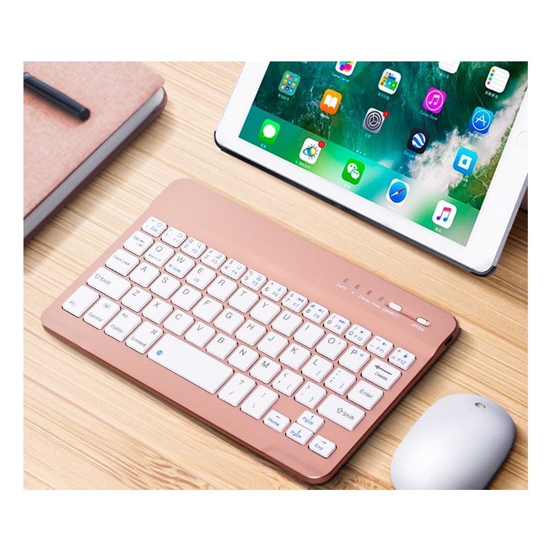 Slim Portable Mini Wireless Bluetooth Keyboard for Tablet Laptop Smartphone iPad  7/8 inch gold
