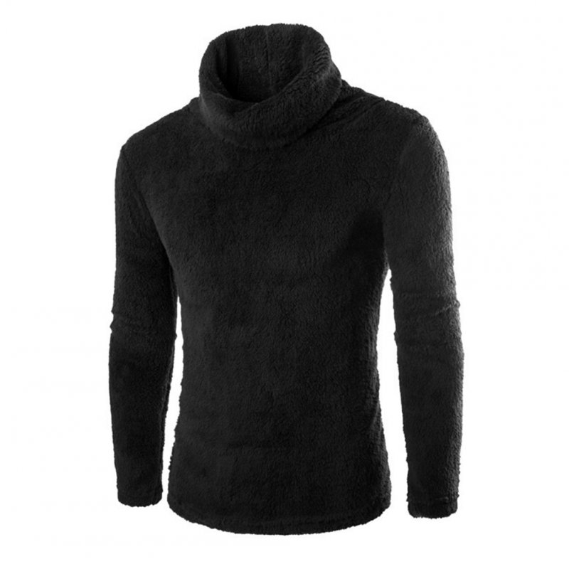 Slim Pullover Long Sleeves and High Collar Sweater Solid Color Base Shirt for Man black_L