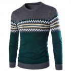Slim Pullover Long Sleeves and Round Collar Sweater Floral Printed Base Shirt for Man green XXL
