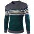 Slim Pullover Long Sleeves and Round Collar Sweater Floral Printed Base Shirt for Man Navy XXL
