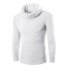 Slim Pullover Long Sleeves and High Collar Sweater Solid Color Base Shirt for Man white L