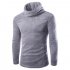 Slim Pullover Long Sleeves and High Collar Sweater Solid Color Base Shirt for Man Khaki L