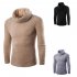 Slim Pullover Long Sleeves and High Collar Sweater Solid Color Base Shirt for Man black 2XL