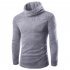 Slim Pullover Long Sleeves and High Collar Sweater Solid Color Base Shirt for Man light grey 3XL