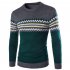 Slim Pullover Long Sleeves and Round Collar Sweater Floral Printed Base Shirt for Man green L