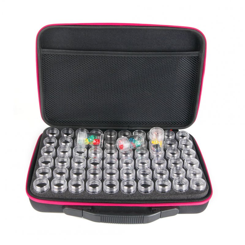 Slots Diamond Embroidery Zipper Storage Box with Transparent Beads Display Bottles
