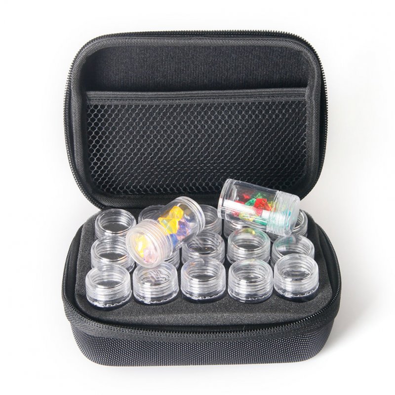 Slots Diamond Embroidery Zipper Storage Box with Transparent Beads Display Bottles black_15 grid