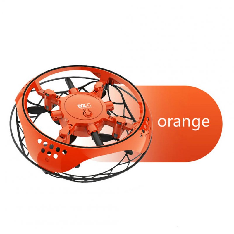 Small Intelligent Induction Four-axis Aircraft Resistant to Mill Suspension Aircraft UFO Mini Drone Toy orange