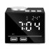 Smart Alarm Clock Bluetooth Speaker with LED Bedside Light Snooze Function Dual USB Port white 100   80   45