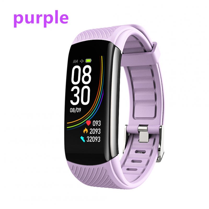 Smart Bluetooth Bracelet Temperature Measure ECG Heart Rate Blood Pressure Sleep Exercise Watch Band purple