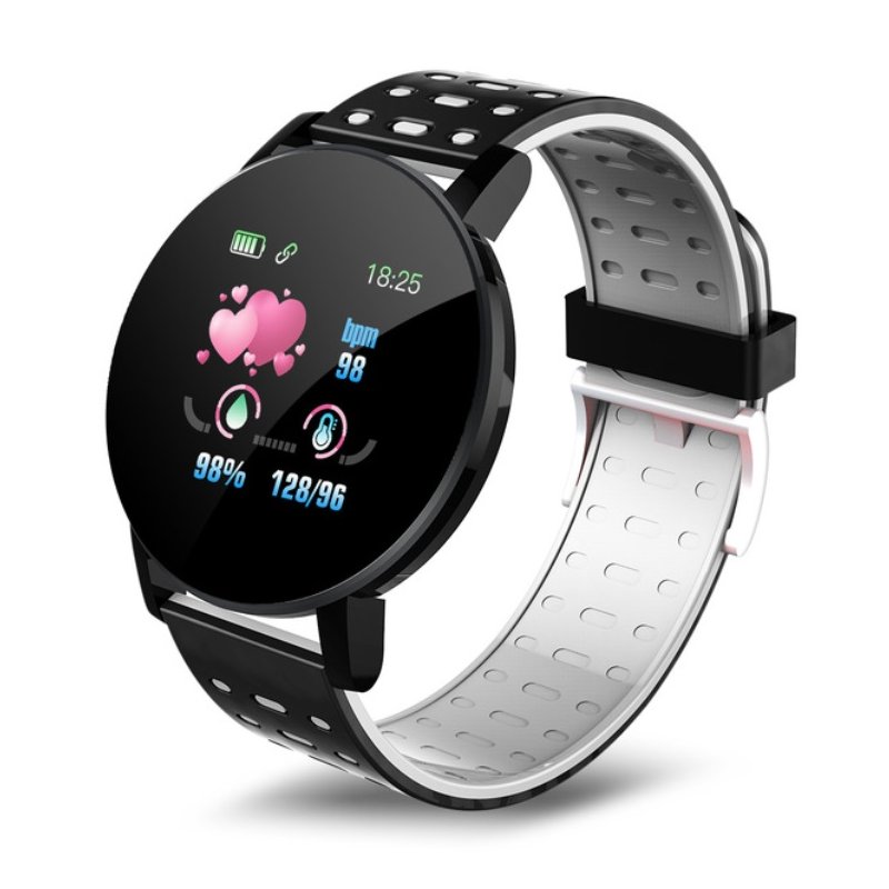 Smart  Bracelet Blood Pressure Waterproof Sport Round Smartwatch Smart Clock Fitness Tracker For Android Ios Grey