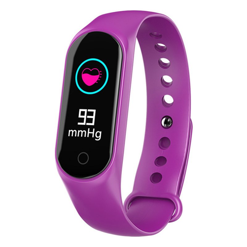 Smart Bracelet Color-screen IP67 Fitness Tracker Blood Pressure Heart Rate Monitor Smart Band for Android IOS Phone purple
