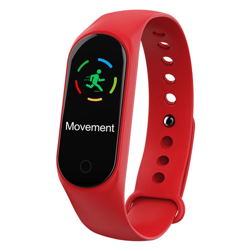 Smart Bracelet Color-screen IP67 Fitness Tracker Blood Pressure Heart Rate Monitor Smart Band for Android IOS Phone red