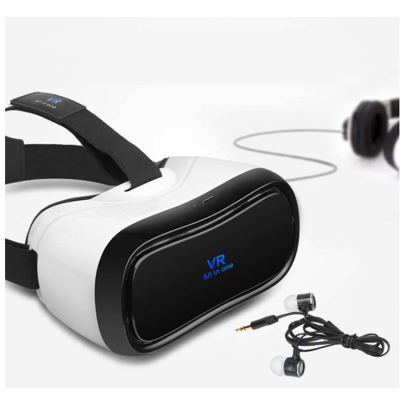 Smart Head Mount Wifi Bluetooth VR Intelligence 3D Glasses 2K Game Machine Black + white