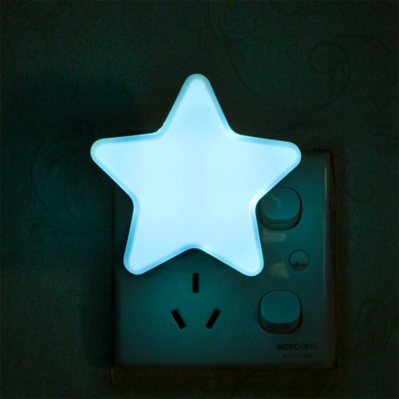 Smart Light Sensor Star-shape LED Bed Light Night Lamp Home Office Decoration Gift blue_U.S. regulations