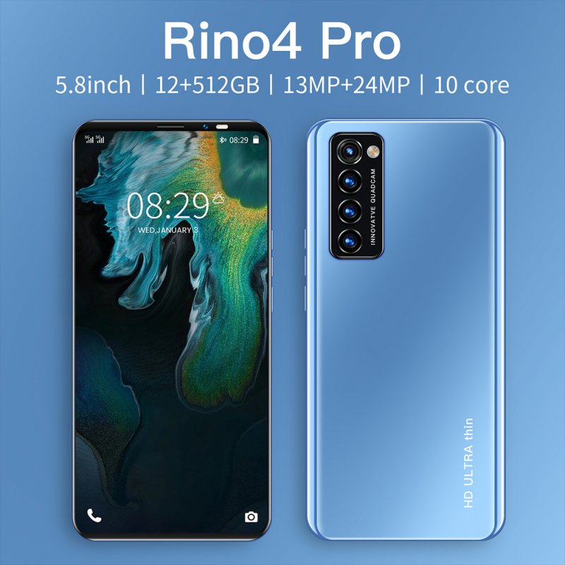 5.8 Inch Rino4 Pro Smart Phone Facial MTK6580 Quad Core 512MB RAM 4GB ROM 4800Mah Android 10.0 Blue