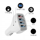 Smart  Qc3.0  Fast  Charger 4 USB Car Charger 3.5a Fast Charger For Android Iphone White