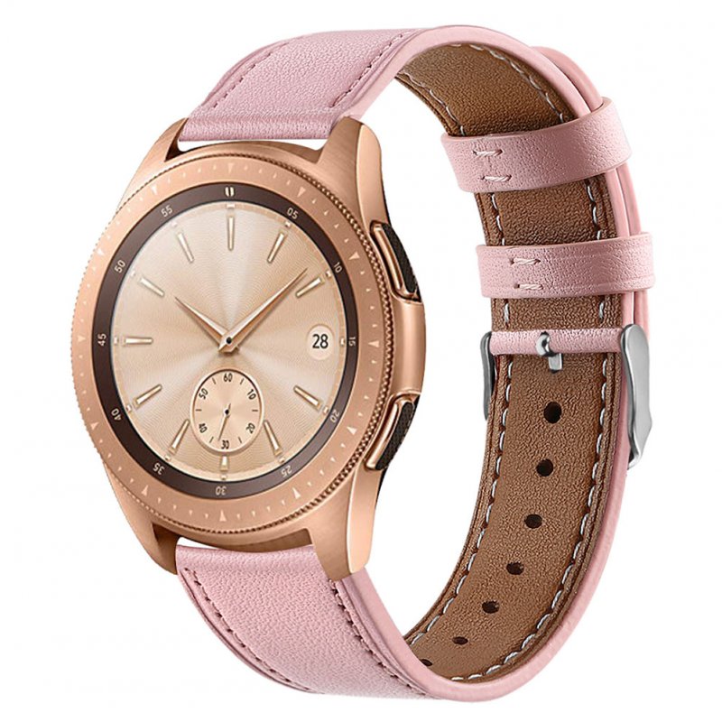 Smart Watch Leather Watch Strap Double Color Round Tail for Samsung Galaxy (42mm) SM-R810 Pink