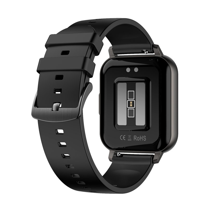 Smart Watch Touch Screen IP68 Waterproof Heart Rate Blood Pressure Monitor Smartwatch black_Rubber belt