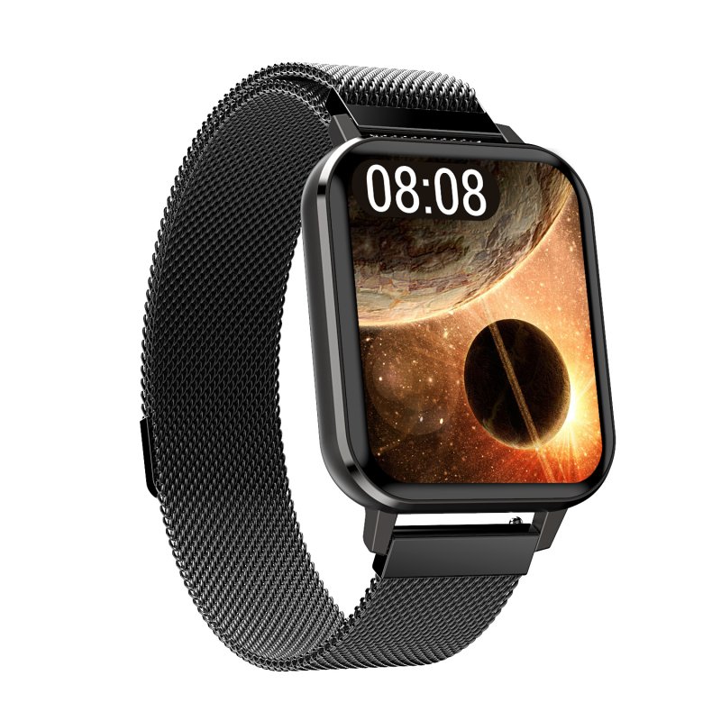 Smart Watch Touch Screen IP68 Waterproof Heart Rate Blood Pressure Monitor Smartwatch black_Steel belt