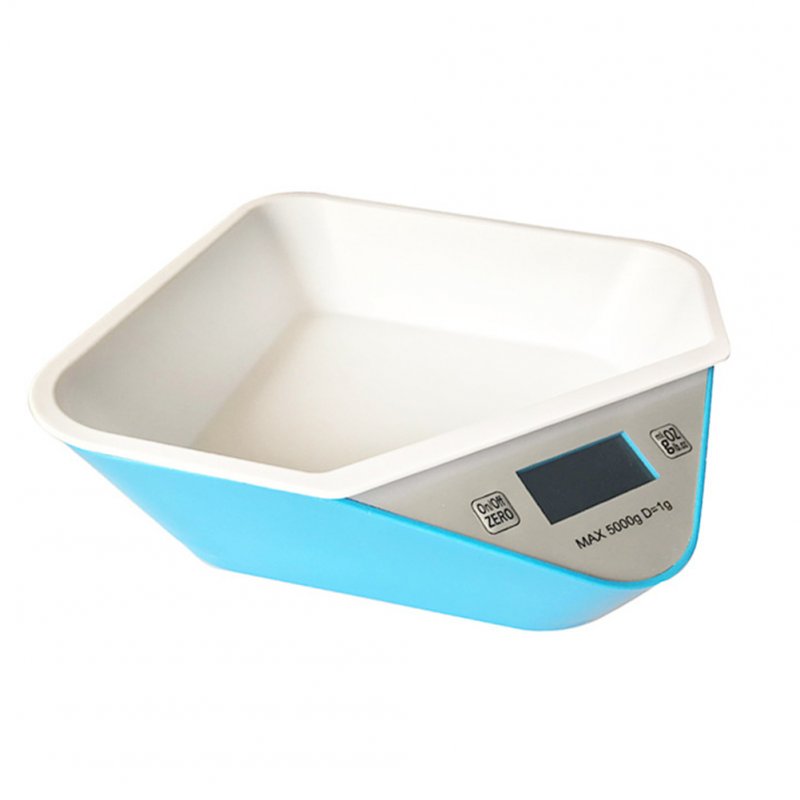 Smart Weighing Pet Bowl for Dog Cat Food Feeding Tableware Supplies Blue (with tray)