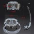 Snorkel Mask With Physical Tempered Glass Lens Swimming Waterproof Soft Silicone Glasses Full Dry Tube Diving Snorkel And Goggles Set Transparent Black