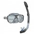 Snorkel Mask With Physical Tempered Glass Lens Swimming Waterproof Soft Silicone Glasses Full Dry Tube Diving Snorkel And Goggles Set Transparent Black